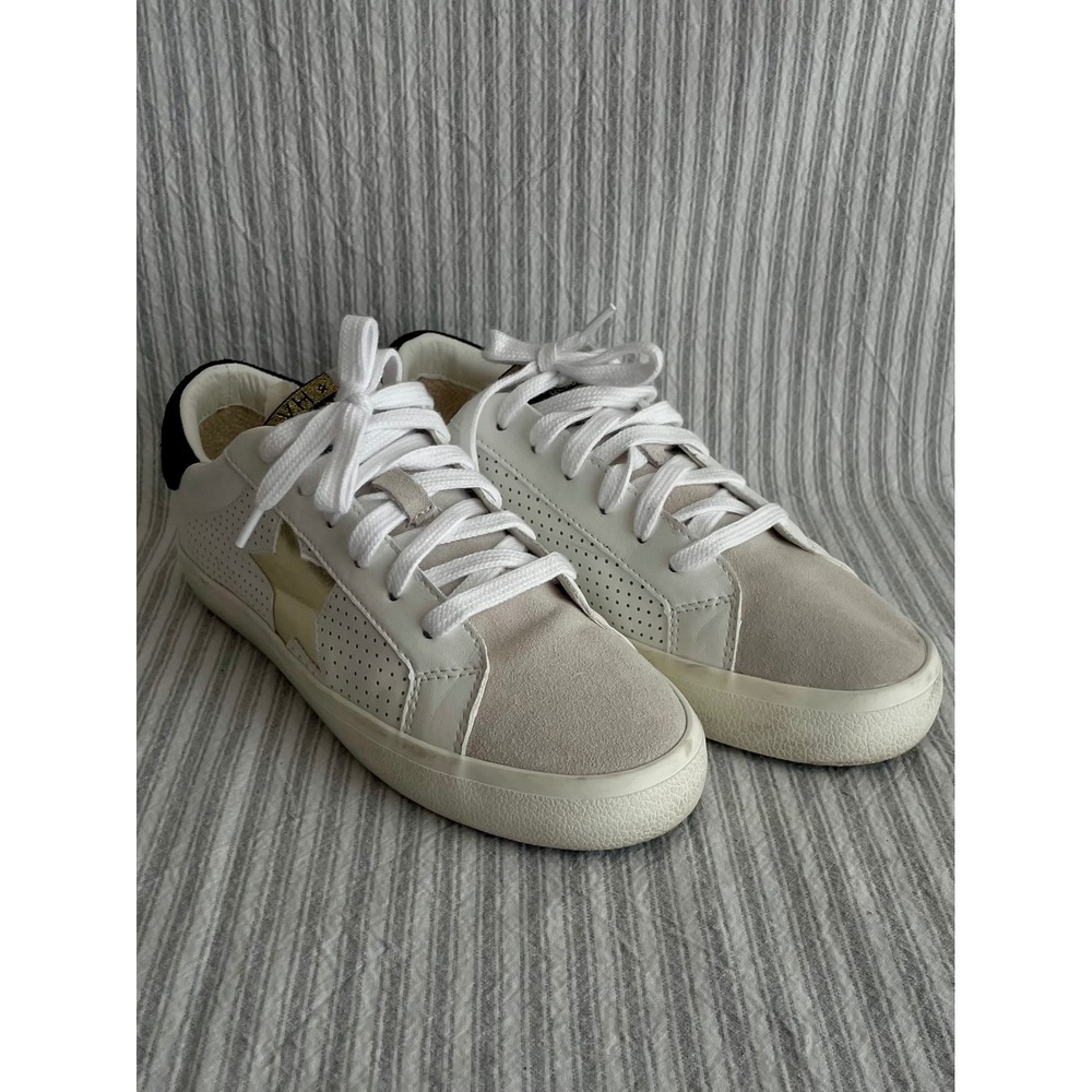 Vintage Havana Gadol White‎ Gold Star Perforated Leather Sneakers Women's 7.5